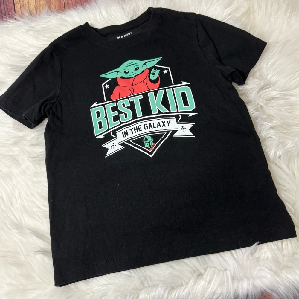 Old Navy Youth Boy Size Small (6/7) Black 'Best Kid in the Galaxy' Shirt